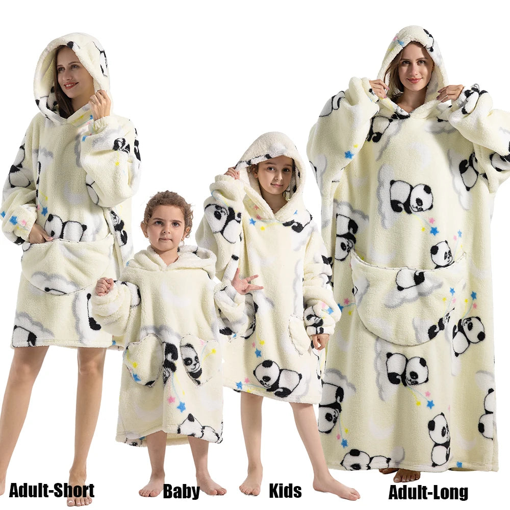 Sudaderas con capucha de invierno para hombre y mujer, jersey de lana gigante para TV, manta de gran tamaño con mangas, ropa de calabaza de Halloween para adultos
