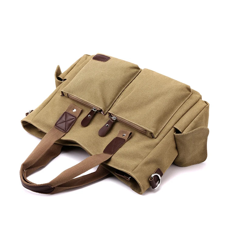 Bolso Bandolera Retro de Lona para Trabajo y Viaje