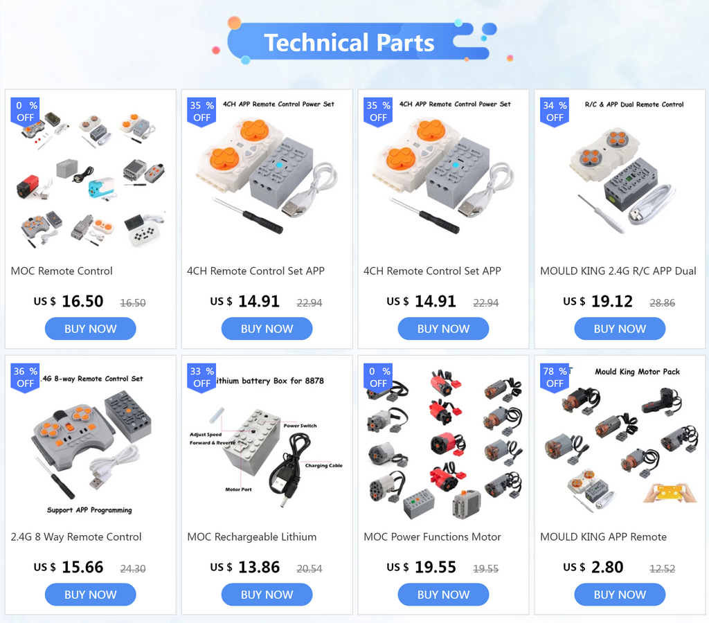 Funciones de energía técnica MOC compatibles con Legoeds, Motor M 8883, Control remoto modificado, grupo de energía, tren, caja de batería de litio 9686