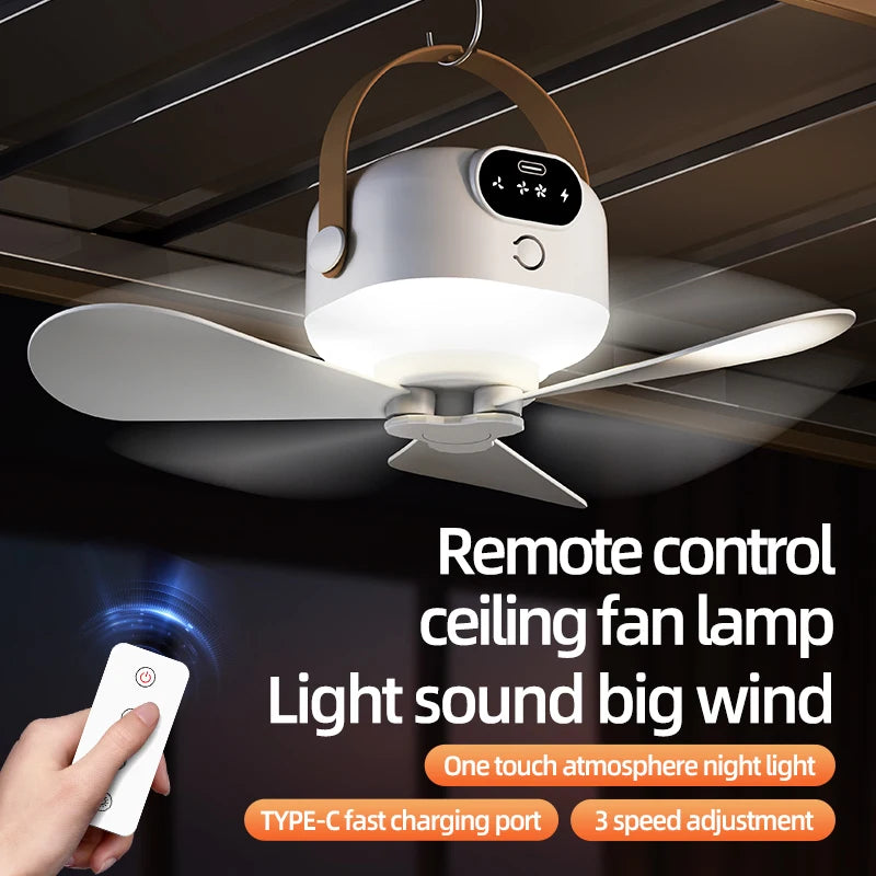 Mini Ventilador de Techo Portátil para Acampar
