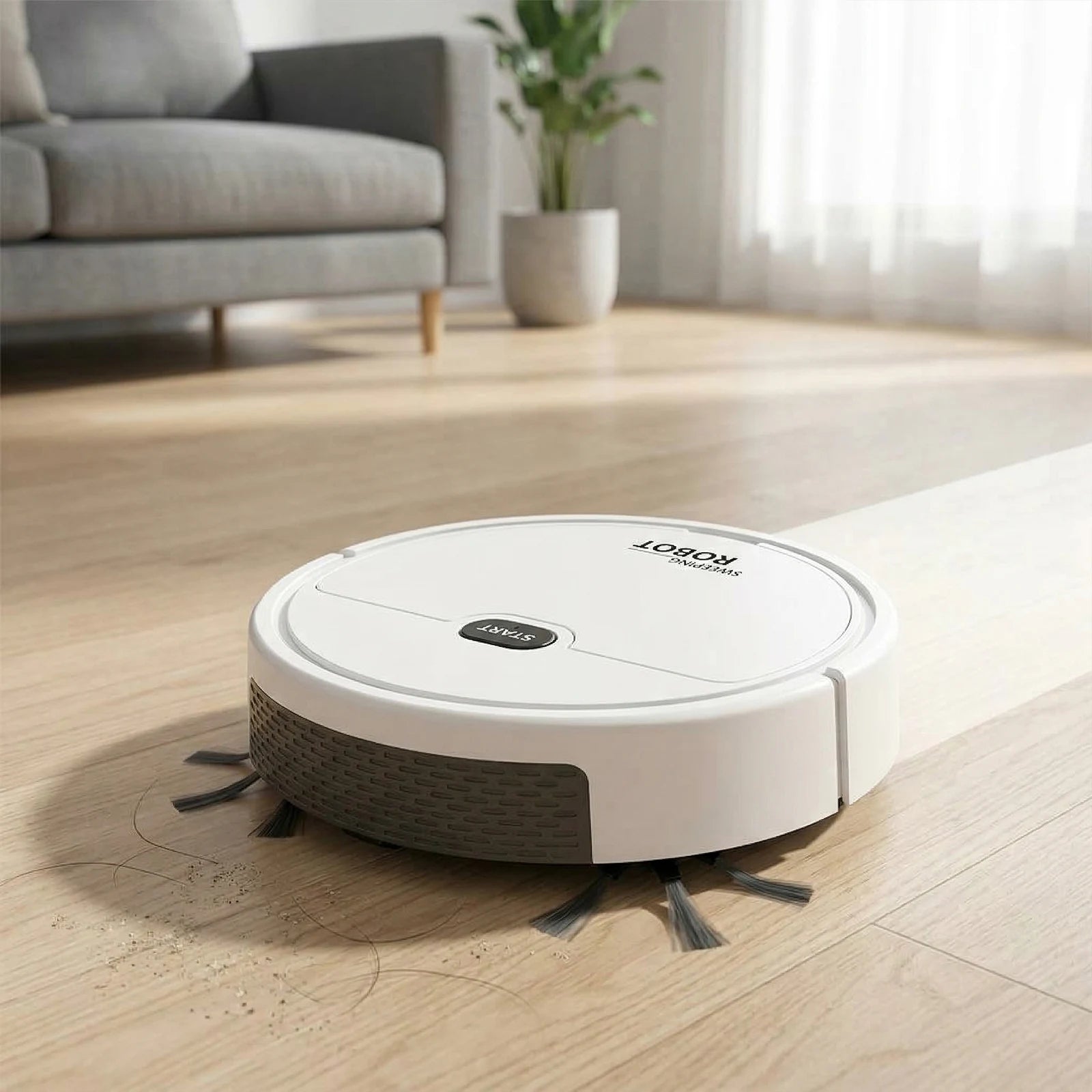 Robot Aspirador 3 en 1, Ultrafino, Recargable, Bajo Ruido para Suelo de Madera y Baldosas