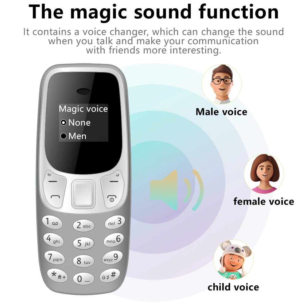 Mini teléfono móvil BM10, 2 tarjetas SIM, auricular Bluetooth, cambiador de voz, grabación de voz de baja radiación, teléfono móvil pequeño multilingüe