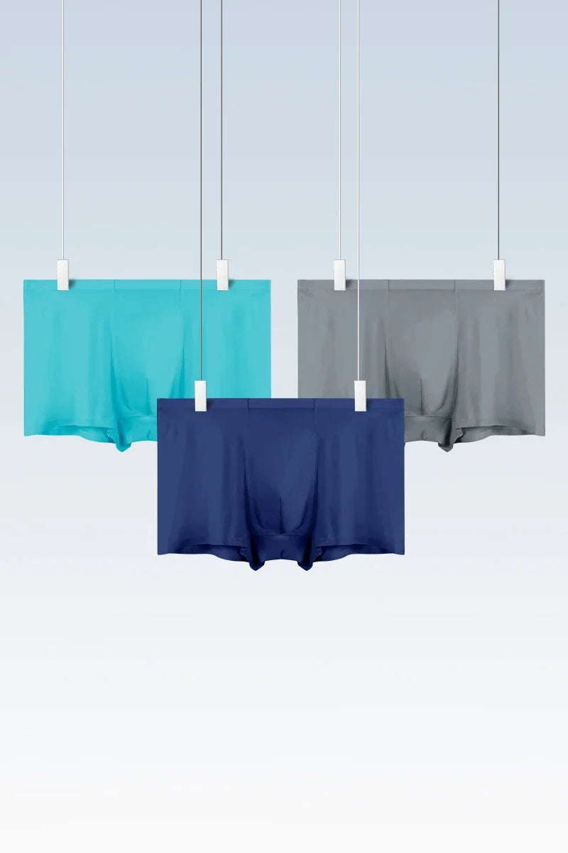 Ropa interior para hombre, venta al por mayor, boxers sin costuras de seda helada, antibacterianos, transpirables, deportivos, finos y cómodos de verano