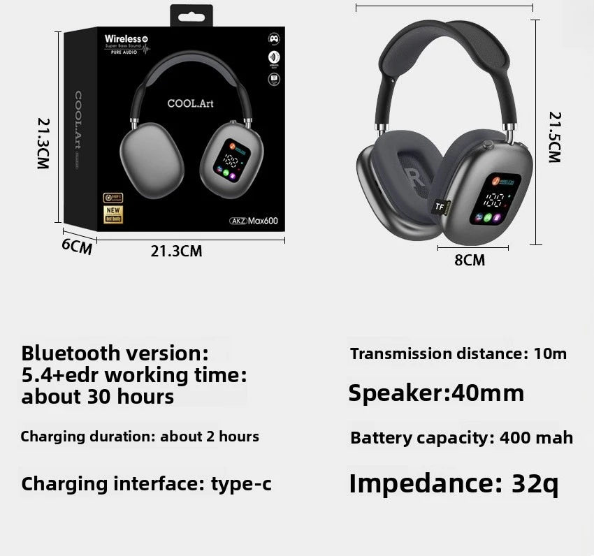 AKZ MAX600 Auriculares ANC Pantalla a Color