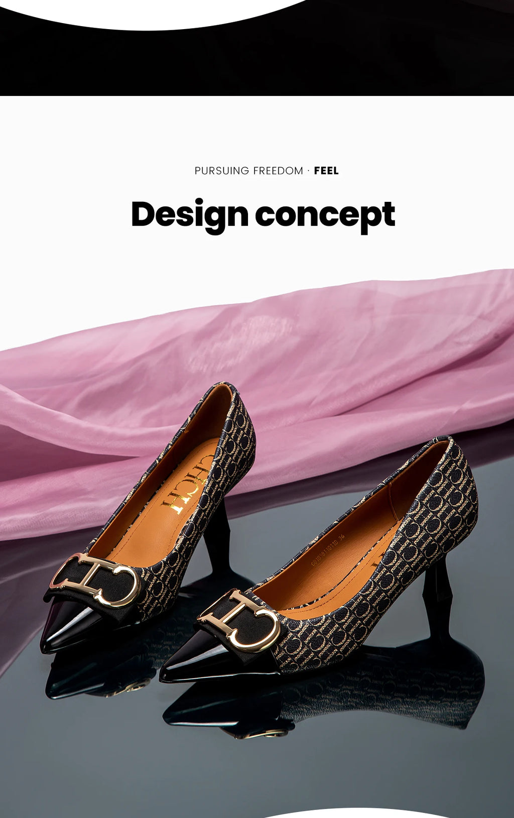 Zapatos de Tacón Clásicos con Estampado para Mujer — Punta Fina