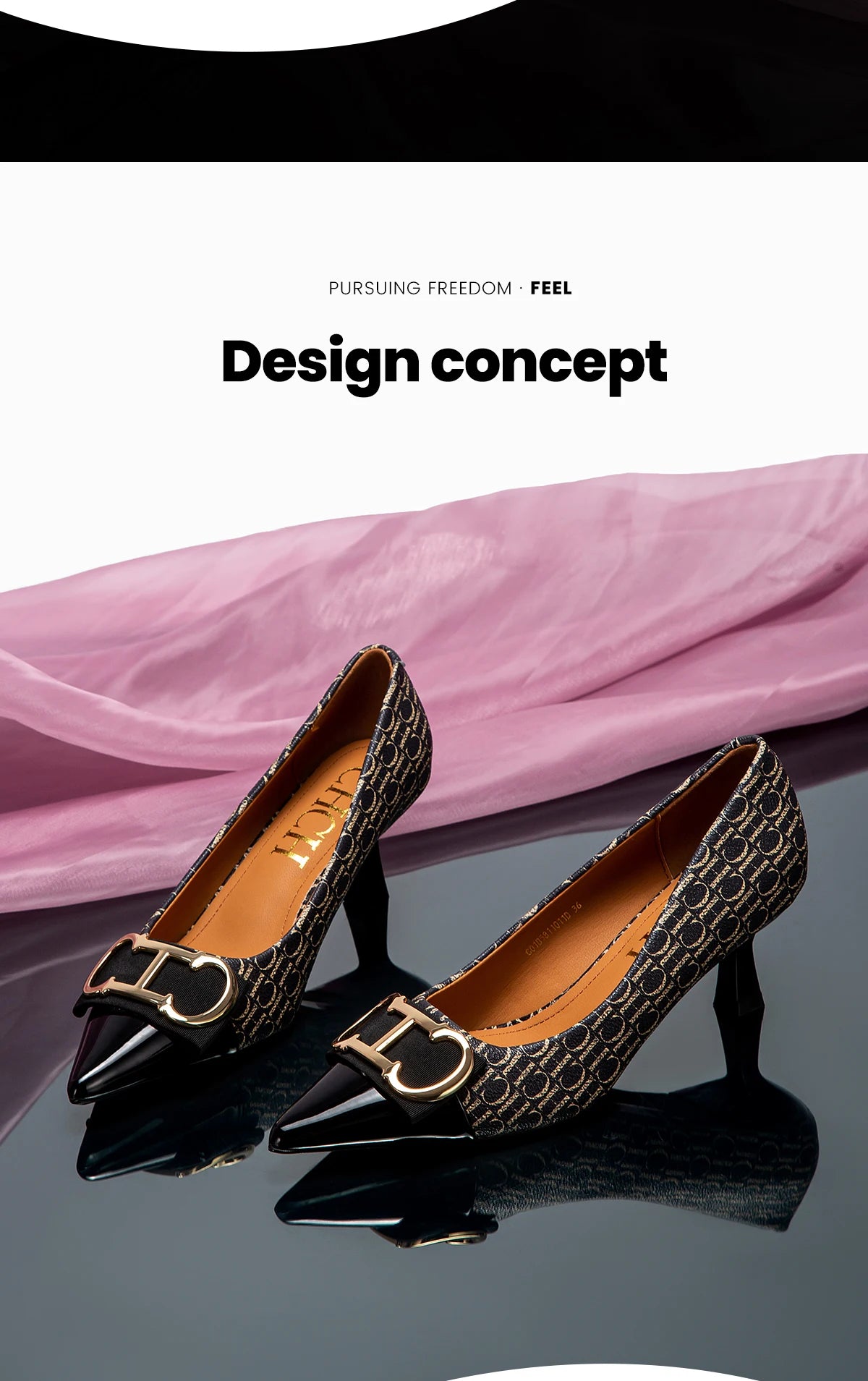 Zapatos de Tacón Clásicos con Estampado para Mujer — Punta Fina