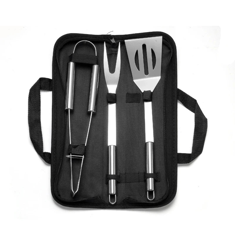 LMETJMA Juego de accesorios para parrilla de barbacoa, kit de utensilios de acero inoxidable para barbacoa con estuche, kit de utensilios prácticos portátiles para parrilla