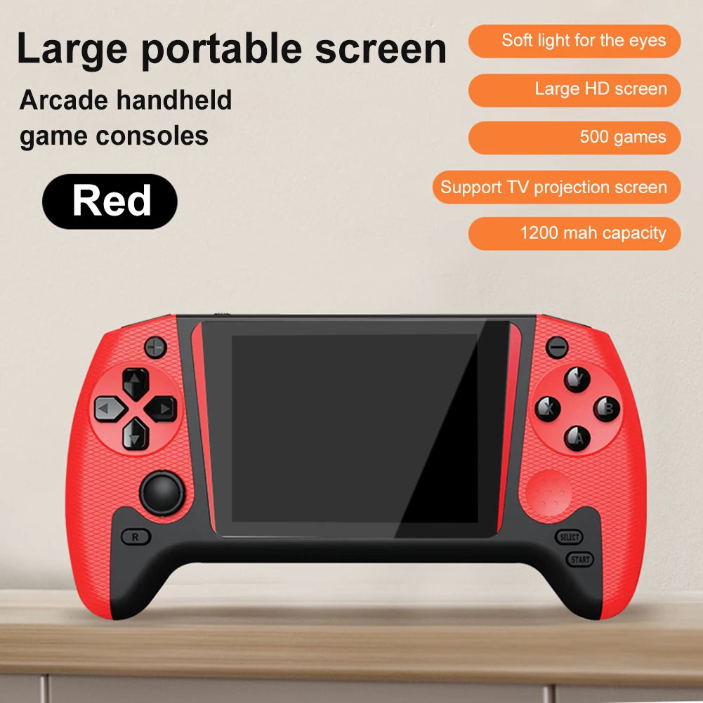 Consola de juegos con pantalla LCD de 3,5 pulgadas, 500 juegos integrados, consola de juegos portátil con conexión a TV, 1200mAh para niños y adultos, para un solo jugador