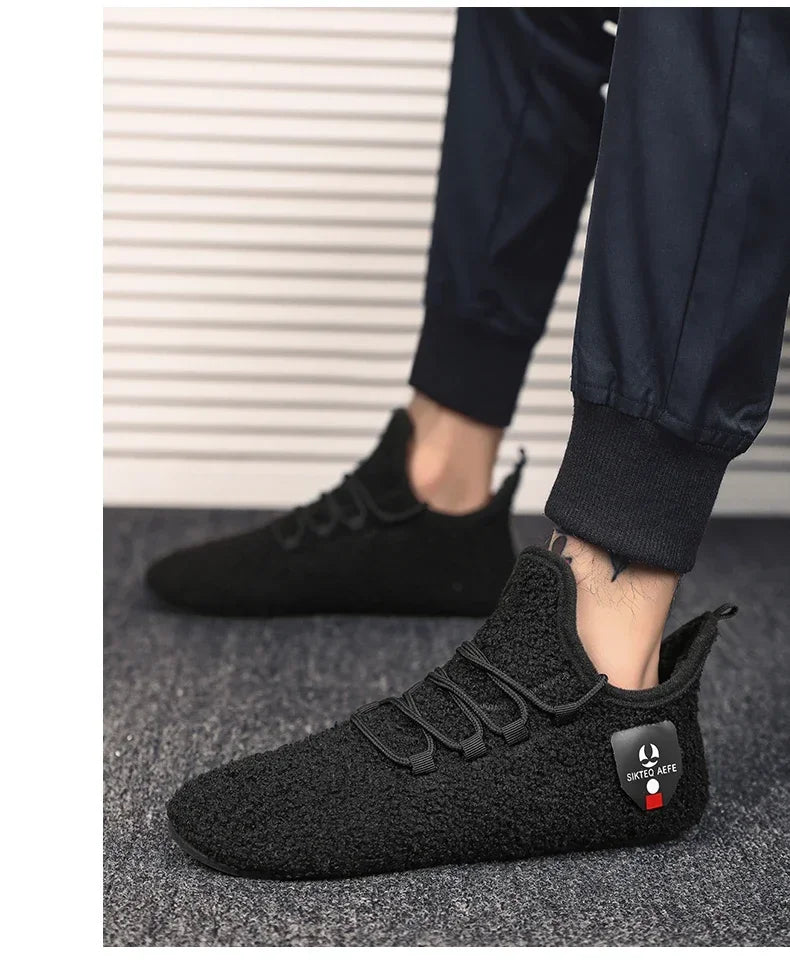 YRZL zapatos de algodón de invierno para hombre, zapatillas de invierno ligeras con cordones cálidos, mocasines de algodón para el hogar y el dormitorio de felpa, zapatos cálidos para hombre