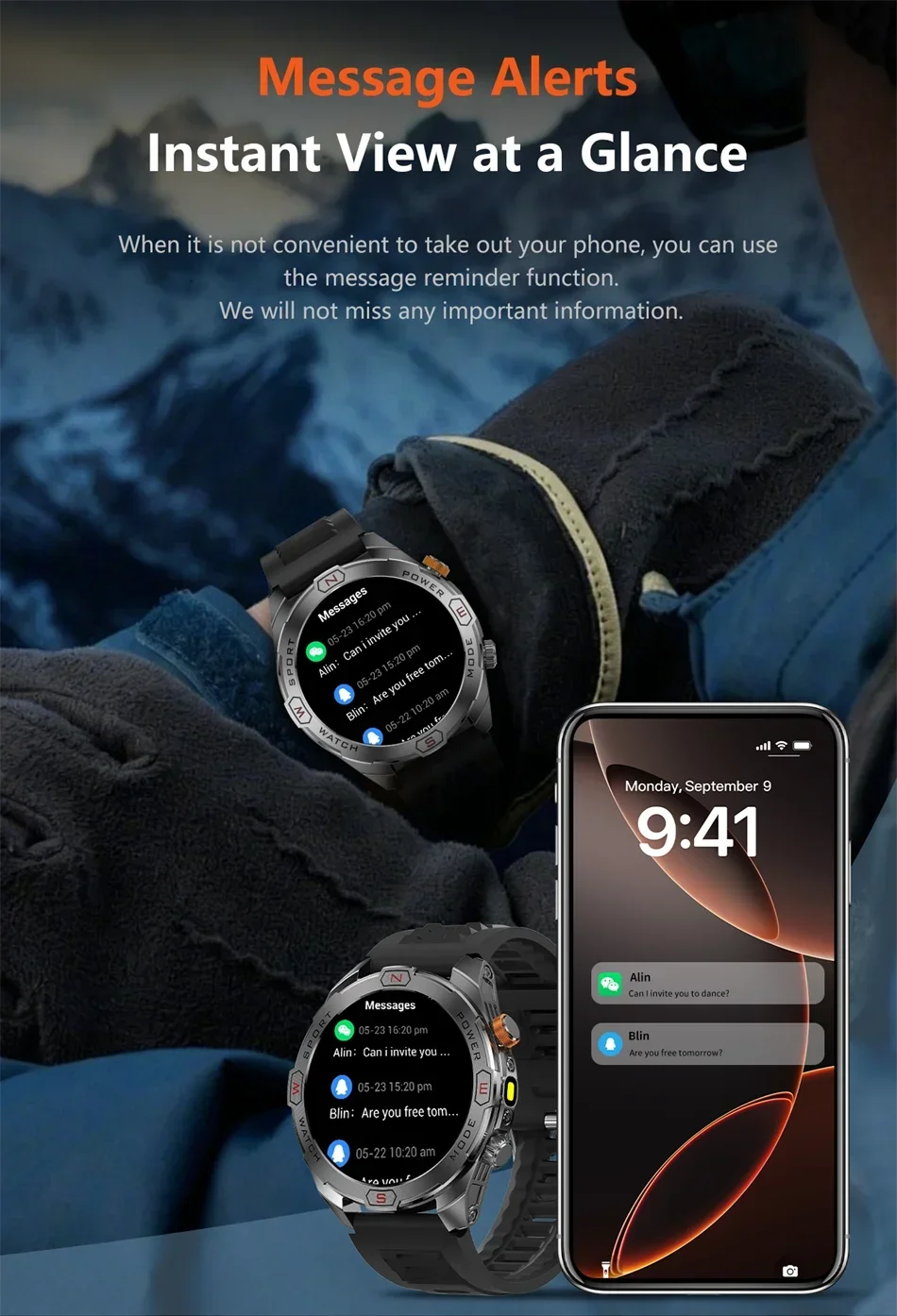 Reloj Inteligente Militar 1200mAh Brújula