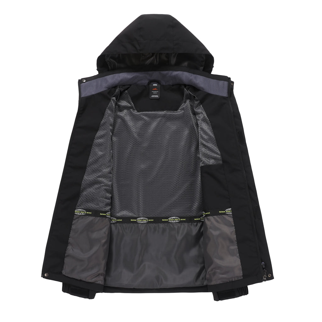 Chaqueta repelente al agua para hombre, para primavera y otoño, resistente al viento y al desgaste, con capucha desmontable, adecuada para actividades al aire libre como camping, pesca, montañismo y senderismo.