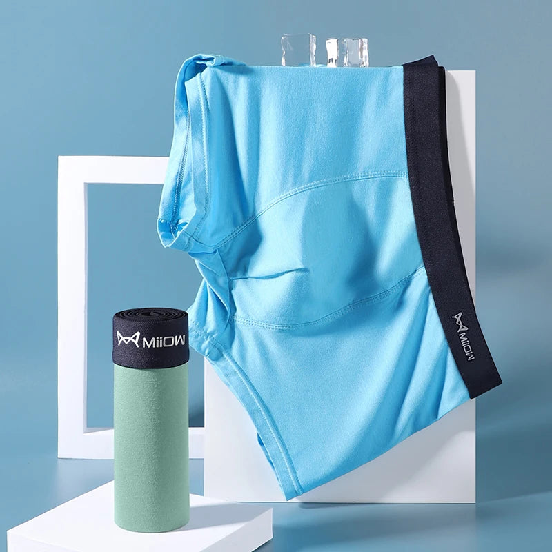 MiiOW-bóxer de seda de hielo para hombre, ropa interior cómoda de algodón, piezas, antibacteriano, lencería, 3 L-5XL