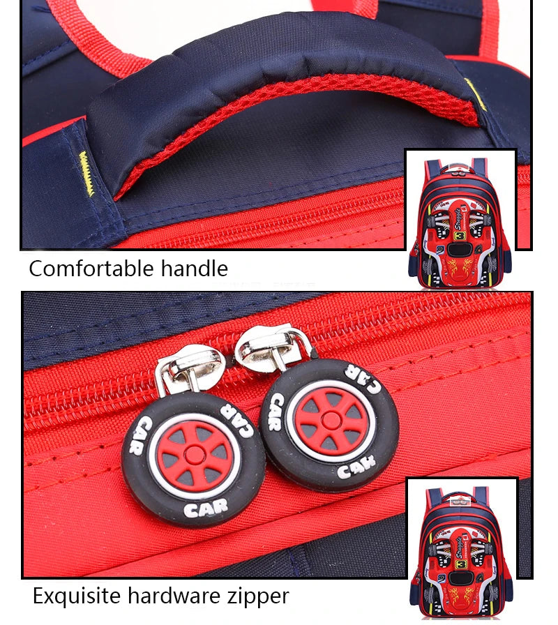 Mochila Preescolar con Diseño 3D de Auto para Niños