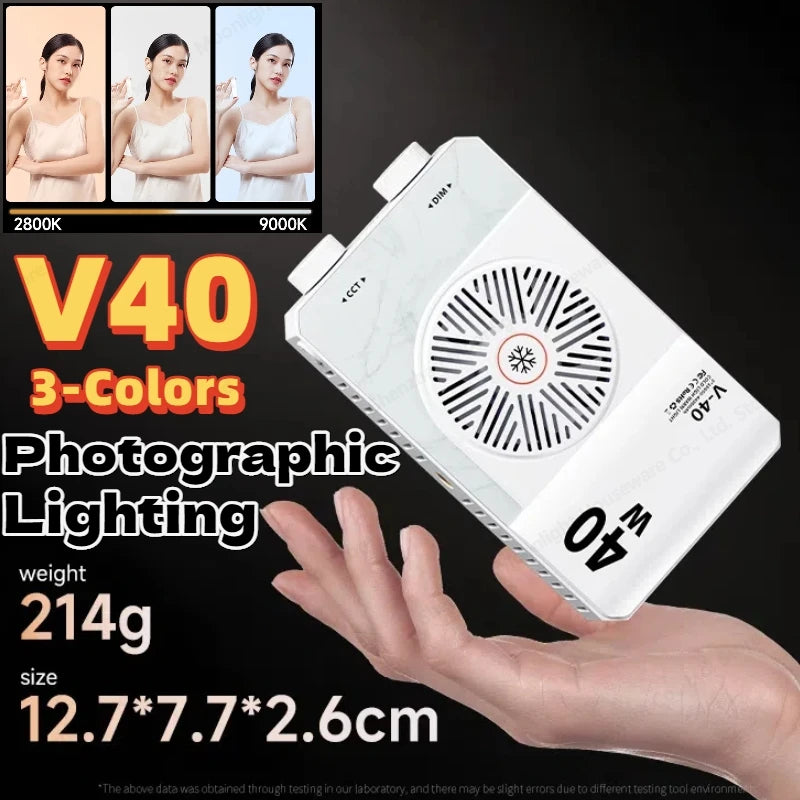 Luz LED para cámara de 40W CRI/TLCI 96+ 2700-6200K bicolor 4400mAh lámpara de vídeo para estudio fotográfico mango portátil luz de fotografía para cámara