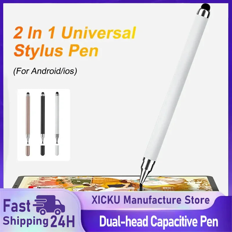Lápiz Capacitivo de Doble Punta con Disco de Silicona, Doble Función, para Dibujo, Oficina, Retoque, Teléfono Móvil, Tableta