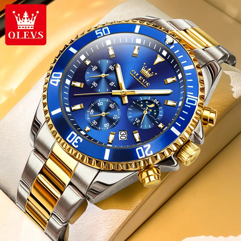 Reloj de Cuarzo OLEVS 2870 Cronógrafo con Fase Lunar para Hombre
