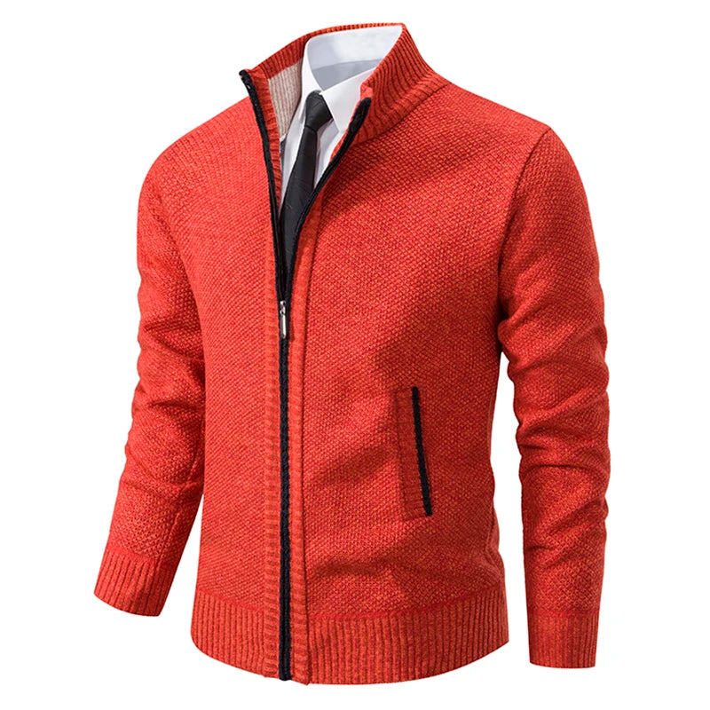 Buzo Cárdigan con Cremallera para Hombre – Cuello Alto y Forro Polar