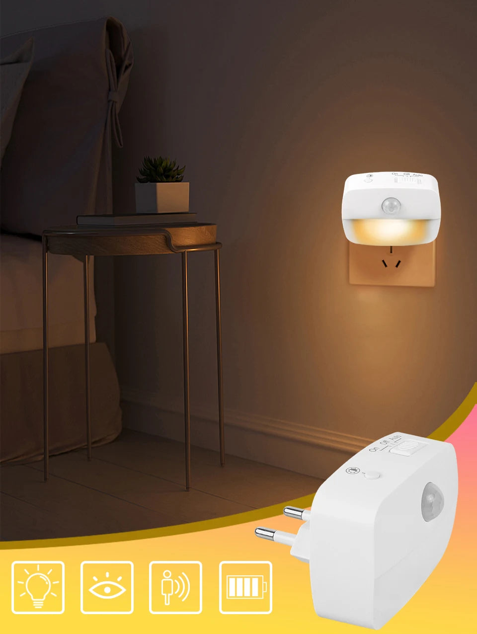 Luz LED Nocturna con Sensor de Movimiento para Enchufe