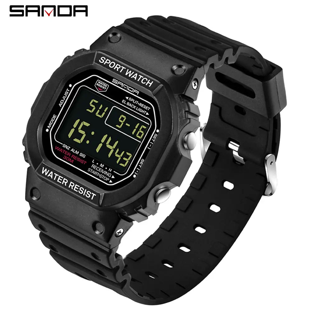 Reloj Digital Deportivo SANDA 329 para Hombre, LED, Resistente al Agua