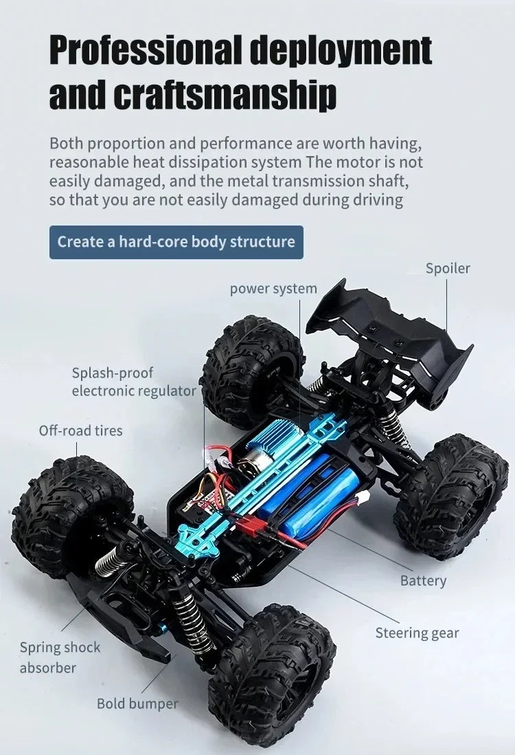 JJRC -Q130 sin escobillas de alta velocidad 70 KM/H4X4 todoterreno 2,4G 4WD Control remoto RC coche 4WD Racing Monster Racing Boy juguete para regalo 1:16