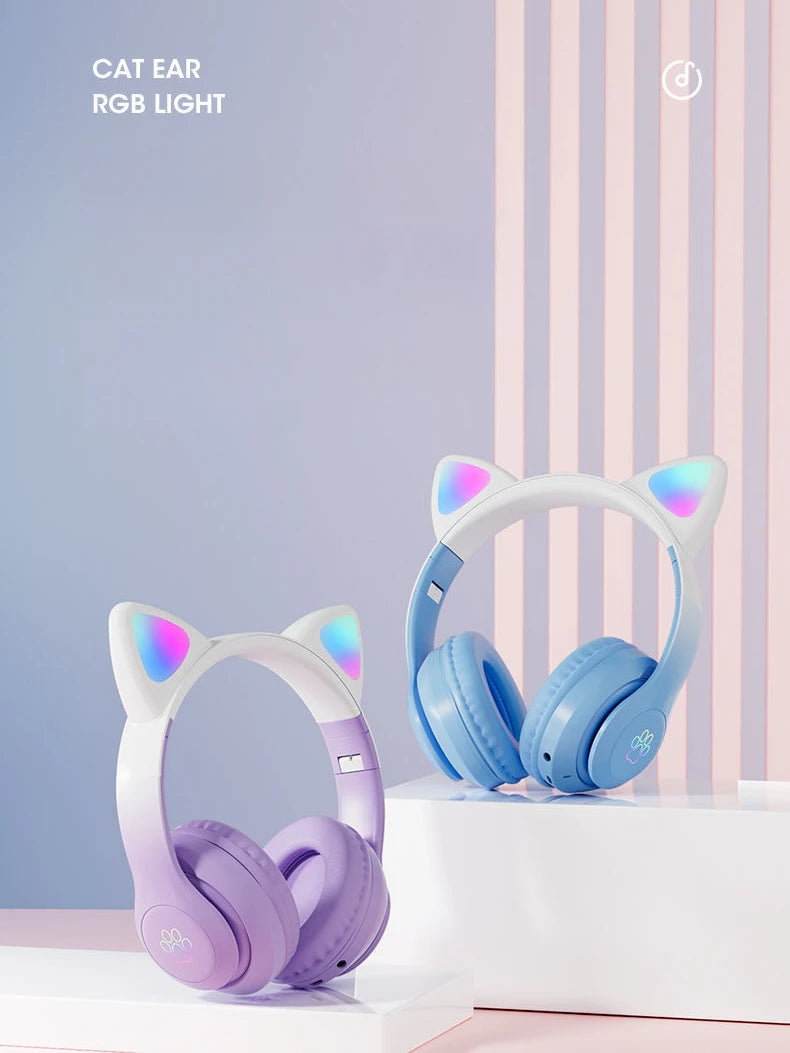 Auriculares Gaming Bluetooth LED Oreja de Gato