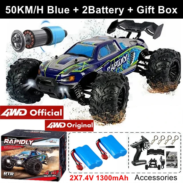 Coche Todoterreno RC 4WD sin Escobillas, Alta Velocidad 50-80 KM/H