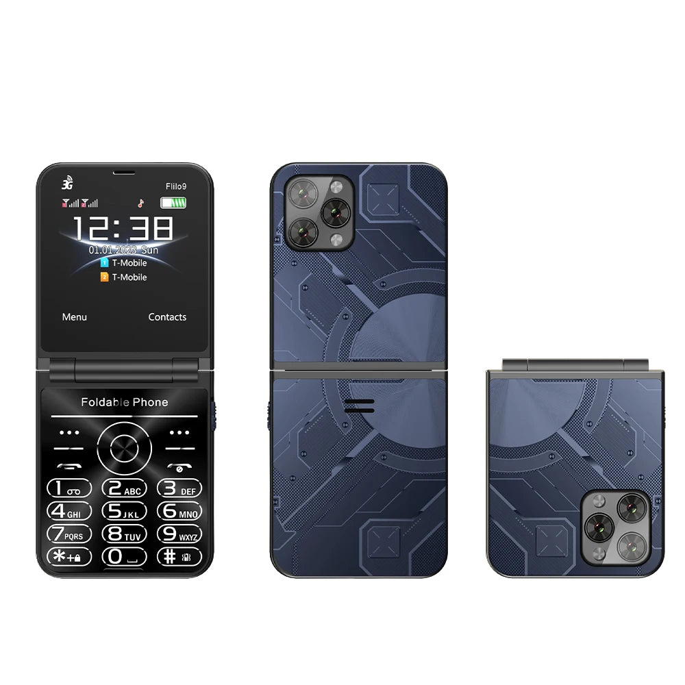 SERVO Flilo9 Teléfono Plegable 3G Doble SIM con Grabación y Radio FM