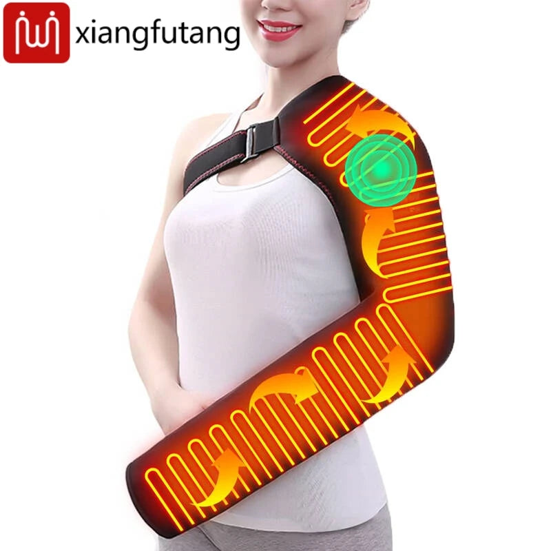 Soporte de Brazo Largo con Calefacción y Masaje, Faja Eléctrica Térmica para Alivio del Dolor de Hombro, Brazo, Codo, Muñeca y Mano