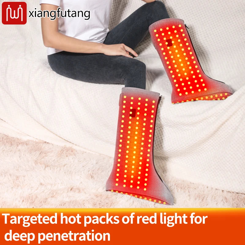Masajeador de Piernas y Pies con Calor Envolvente, Calentador de Pies para el Invierno, Terapia de Luz Roja, Alivio para Dedos Doloridos y Adormecidos, Estimula la Circulación Sanguínea
