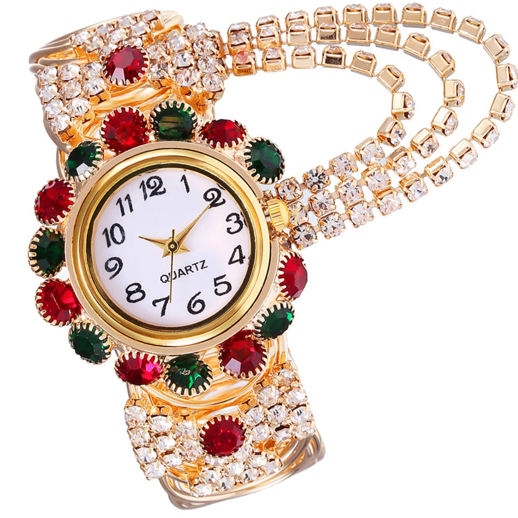 Reloj de Cuarzo de Lujo con Brazalete Dorado Mujer