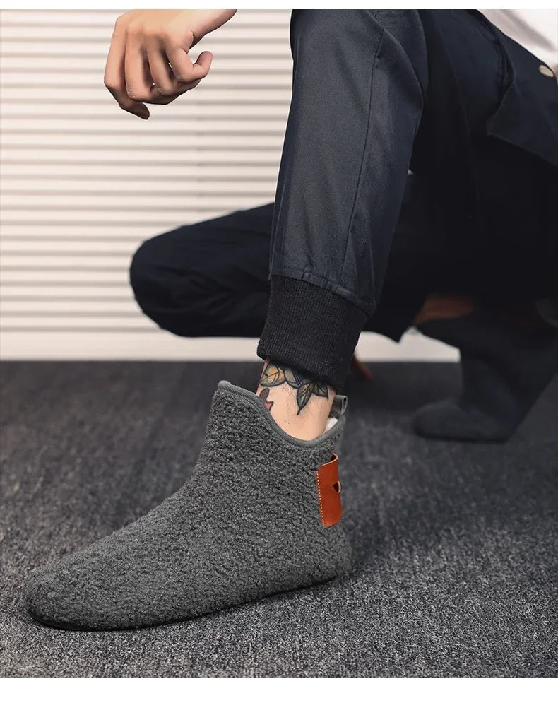 YRZL, zapatos de algodón de invierno para hombre, zapatillas ligeras sin cordones de alta calidad, mocasines de algodón de felpa para interiores, zapatos cálidos de invierno para hombre