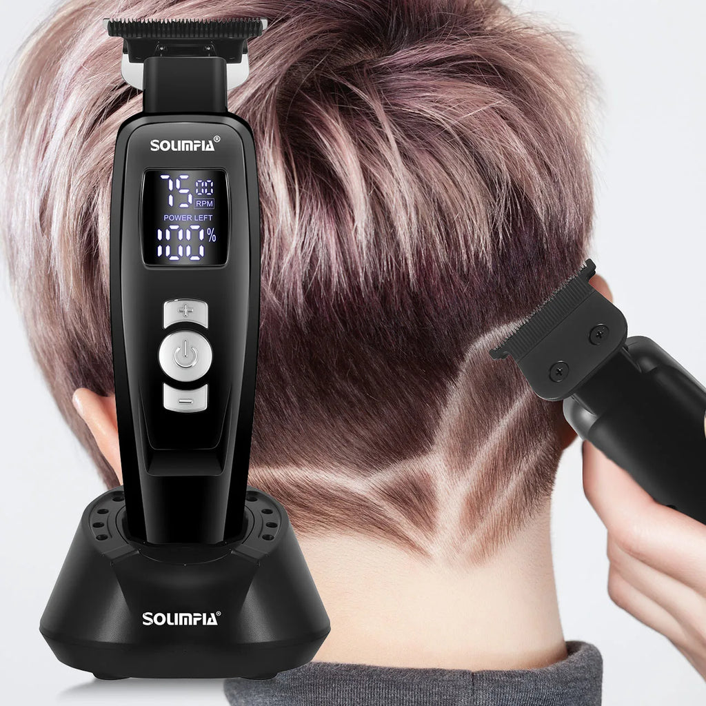    Cortadora de Pelo Profesional para Hombre, 3 Velocidades, Recargable, con Pantalla LED, Kit de Corte de Pelo para Barba y Peinado