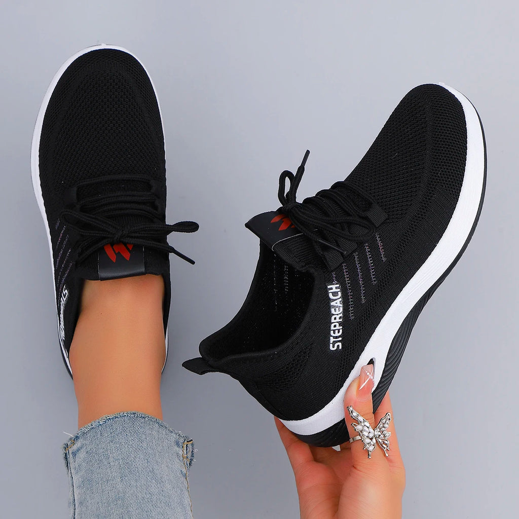 Primavera y otoño nuevos zapatos deportivos informales con cordones para mujer, cómodos, transpirables, ligeros y resistentes al desgaste