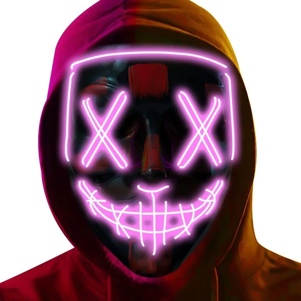 Máscara de Halloween Poptrend, máscara con luz LED, máscara aterradora para Festival, Cosplay, disfraz de Halloween, fiestas de disfraces, regalo de Carnaval