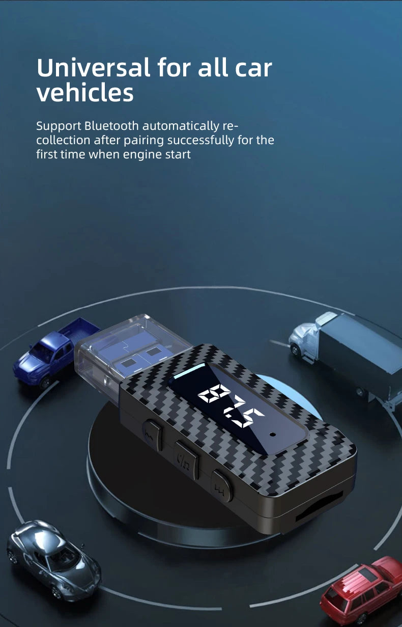 Receptor Bluetooth para Auto con Lector TF y Manos Libres