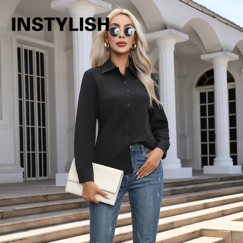 Blusa Elegante de Gasa con Botones para Mujer