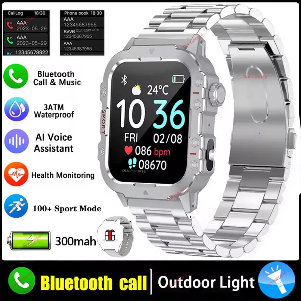 Nuevo Reloj Inteligente Militar para Hombre IP67 3ATM, Monitor de Actividad Física para Deportes al Aire Libre, Monitor de Presión Arterial, Llamadas BT, GPS, Smartwatch Hw12