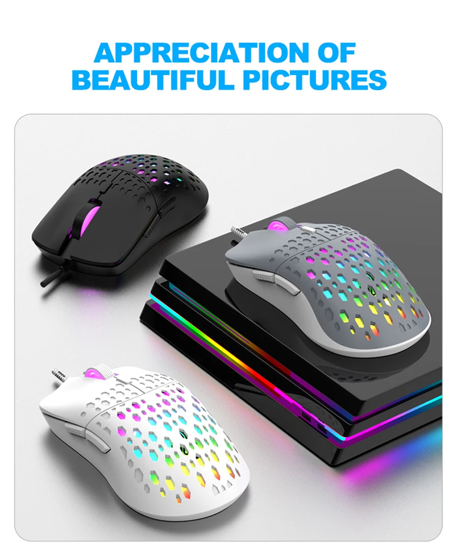 RAIKU G701-ratón con cable de 6 teclas, Mouse con iluminación colorida para juegos y oficina para Microsoft Windows y Apple IOS System