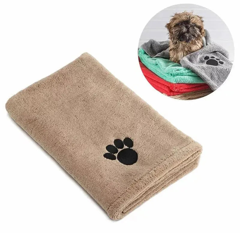 Toalla de baño de microfibra para mascotas, 35x75cm/50x100cm, bordada, súper suave, absorbente, para gatos y perros, suministros de aseo