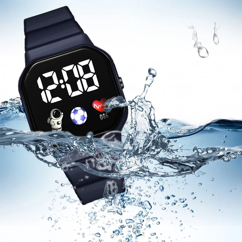 Reloj deportivo para niños, relojes digitales LED, correa de silicona para astronauta, reloj de pulsera electrónico resistente al agua para niños y niñas, regalos