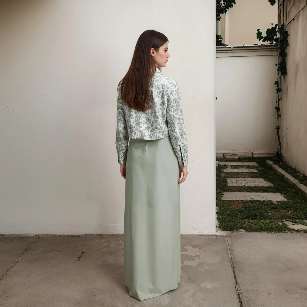 Otoño Invierno Casual mujer Camisa de lino de algodón estampado de moda vestido largo conjunto con blusa de bolsillo elegante señora calle conjunto de 2 piezas