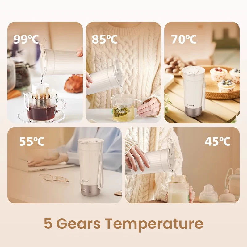 Hervidor Eléctrico Portátil 400ml con Control de Temperatura NTC