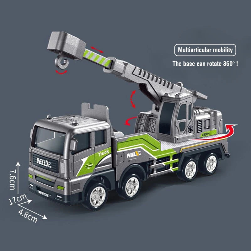 Vehículos de Ingeniería Diecast para Niños, Grúa Excavadora Bulldozer