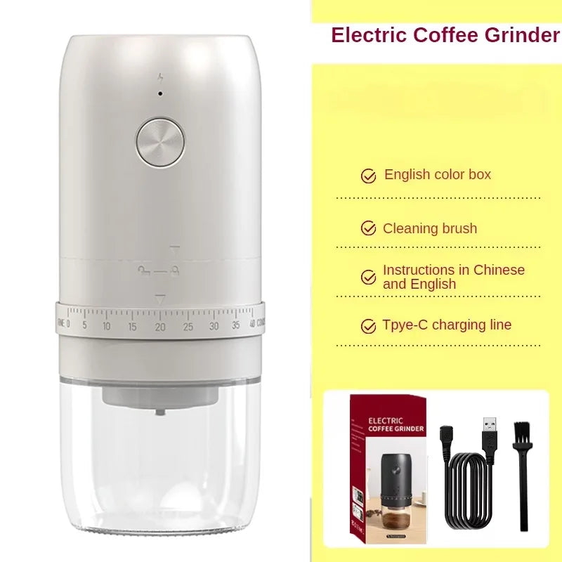 Nuevo Molinillo de café eléctrico USB portátil, 40 engranajes, molinillos recargables ajustables externos, Mini máquina de café para el hogar