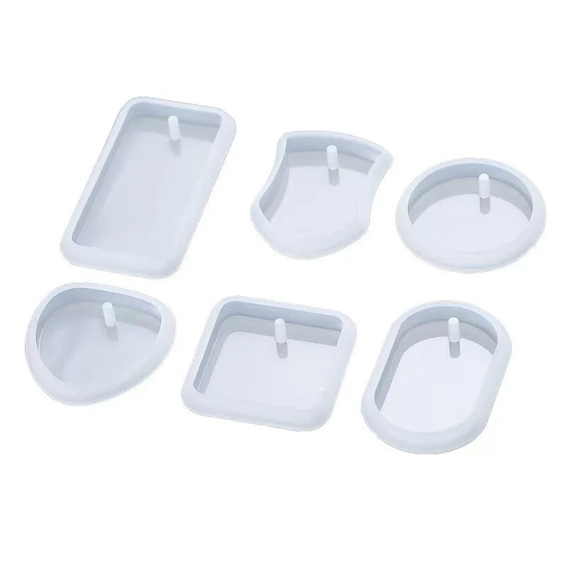 Moldes de Resina de Silicona para Epoxi Cristalino DIY, 6 Estilos de Colgantes y Etiquetas con Superficie de Espejo: Redondos, Ovalados, Cuadrados
