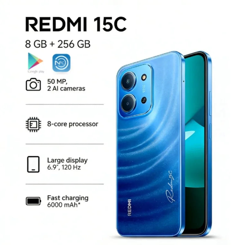 Redmi 15C 5G 8+256GB | Pantalla 6.88" | Batería 6000mAh