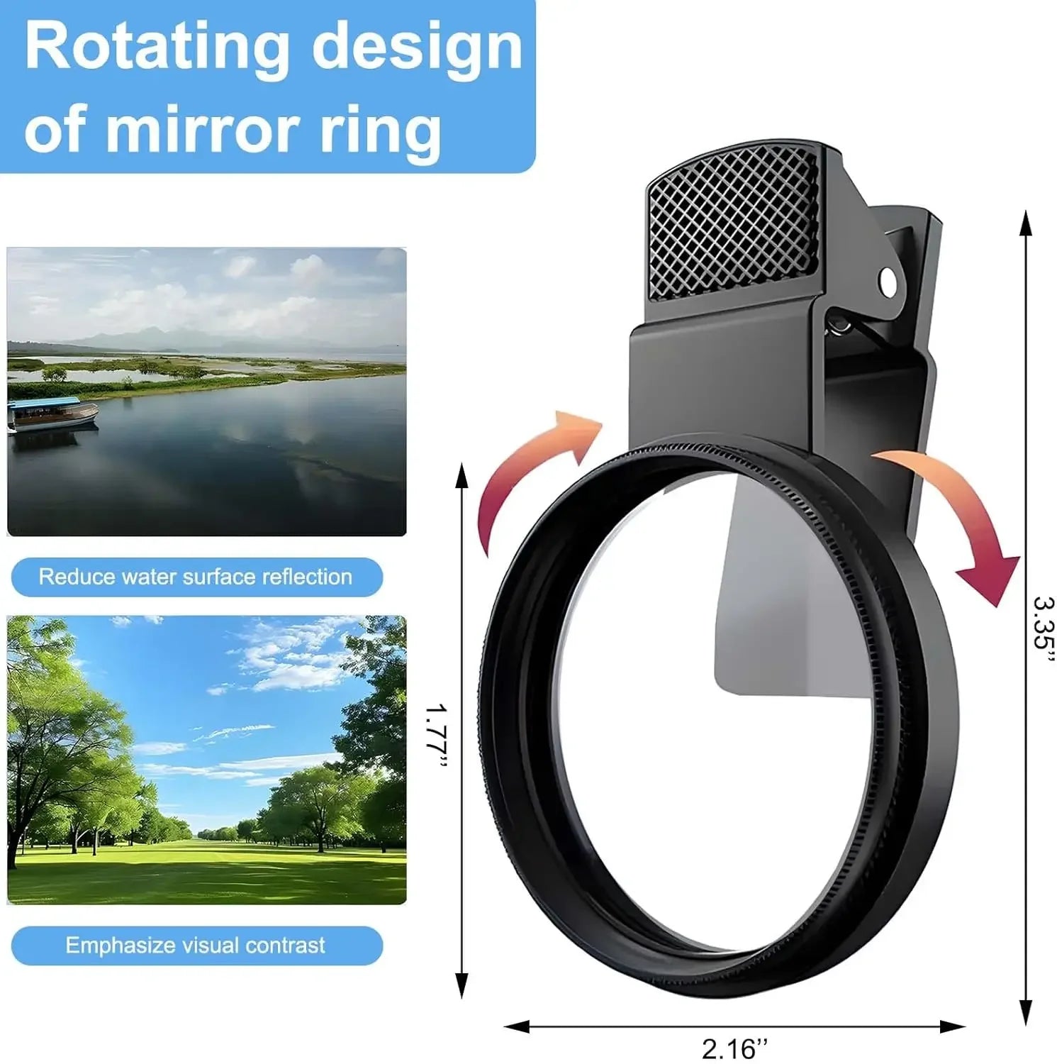 Filtro CPL 52mm Universal con Clip para Cámara de Teléfono