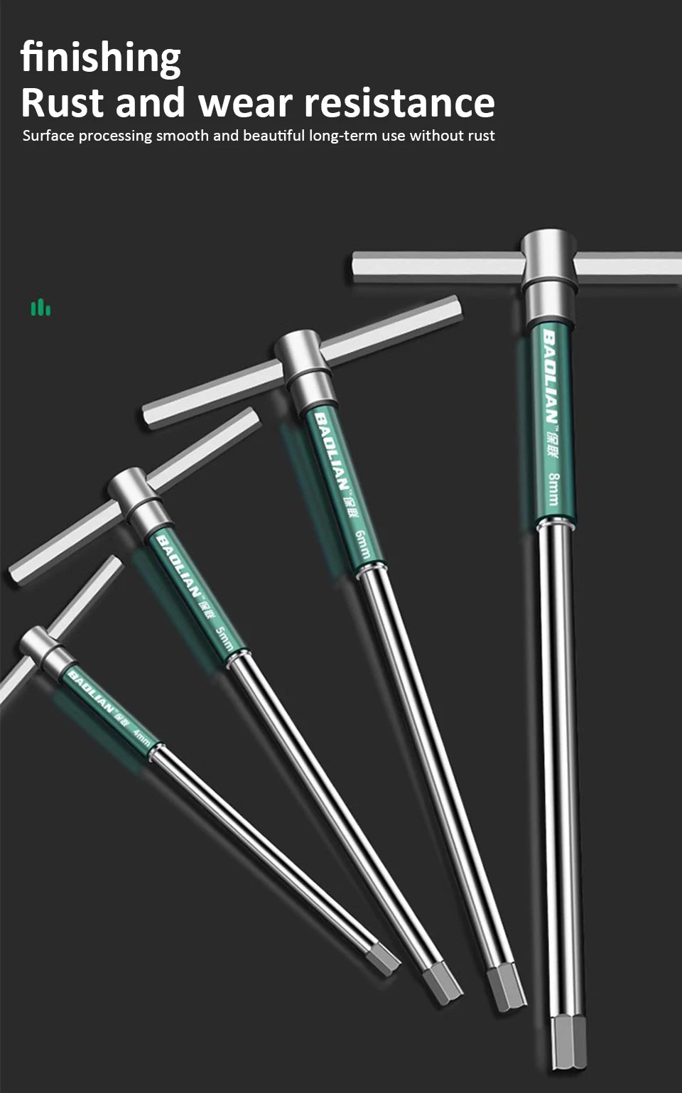 Llave hexagonal Allen tipo T, 2,5/3/4/5/6/8/10mm, llave de varilla deslizante Hexagonal giratoria de alta velocidad, llave dinamométrica hexagonal de acero inoxidable