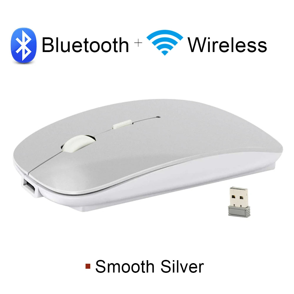 Ratón inalámbrico recargable, Bluetooth, ergonómico, Mini Usb, 2,4 Ghz, silencioso, Macbook, óptico, para ordenador portátil y Pc