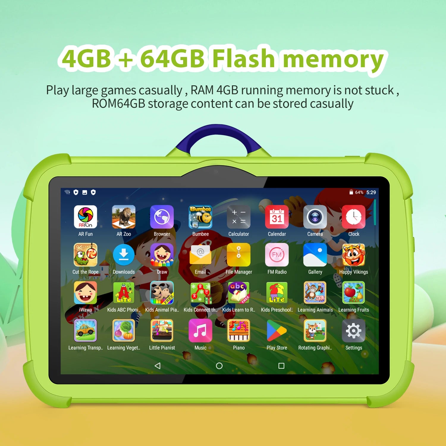 Tablet educativa para niños BDF 7": 4GB RAM, 64GB ROM, Android 13
